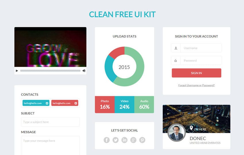 Clean Free UI Kit a Flat Bootstrap Responsive Web Template