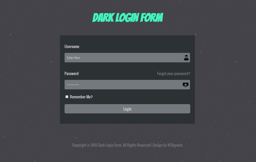 Web login dark