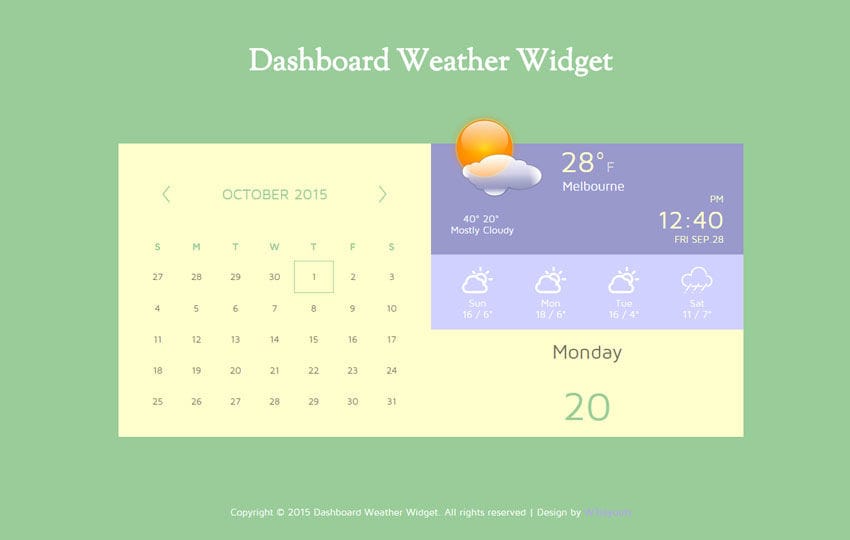 Dashboard Weather Responsive Widget Template