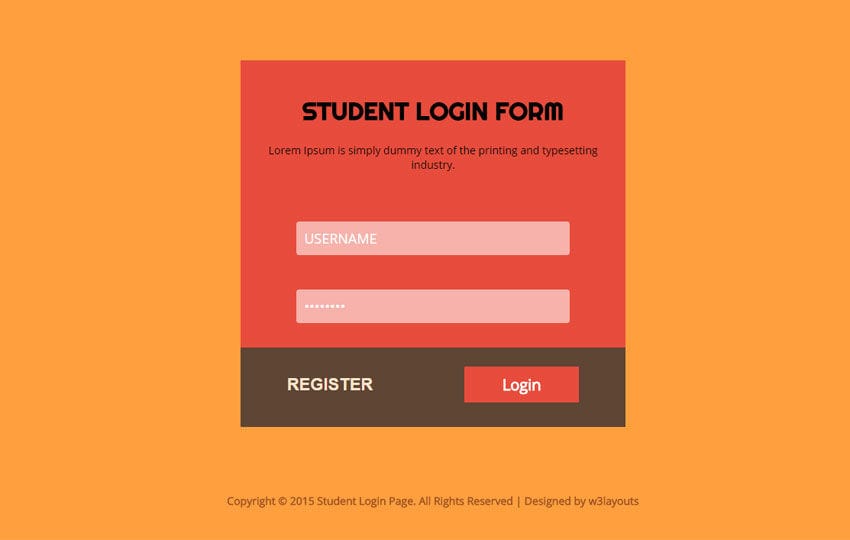 Student Login Form Responsive Widget Template