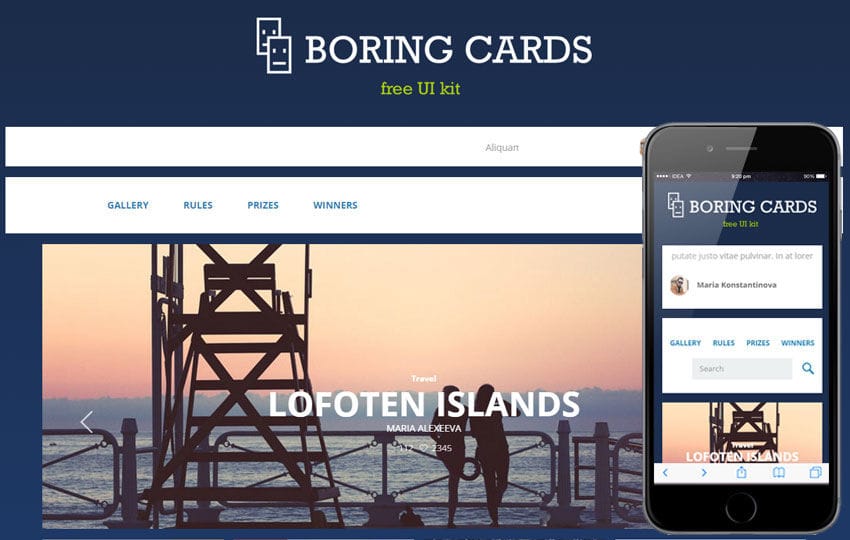 Boring Cards UI Kit a Flat Bootstrap Responsive Web Template