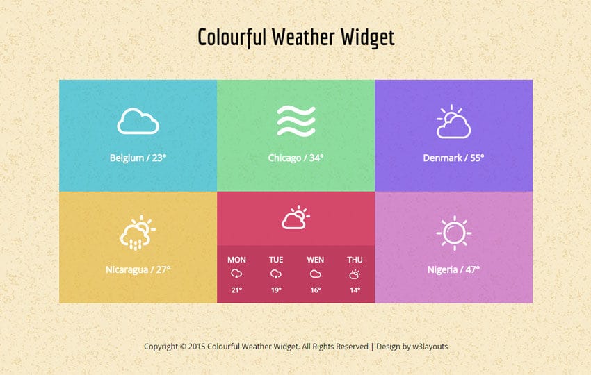 Colourful Weather Widget Responsive Template