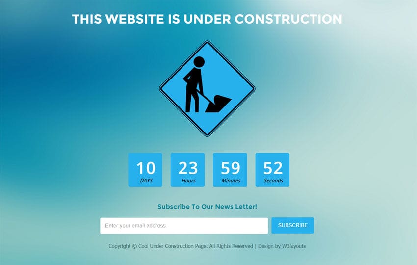 Cool Under Construction Page Flat Responsive Web Template
