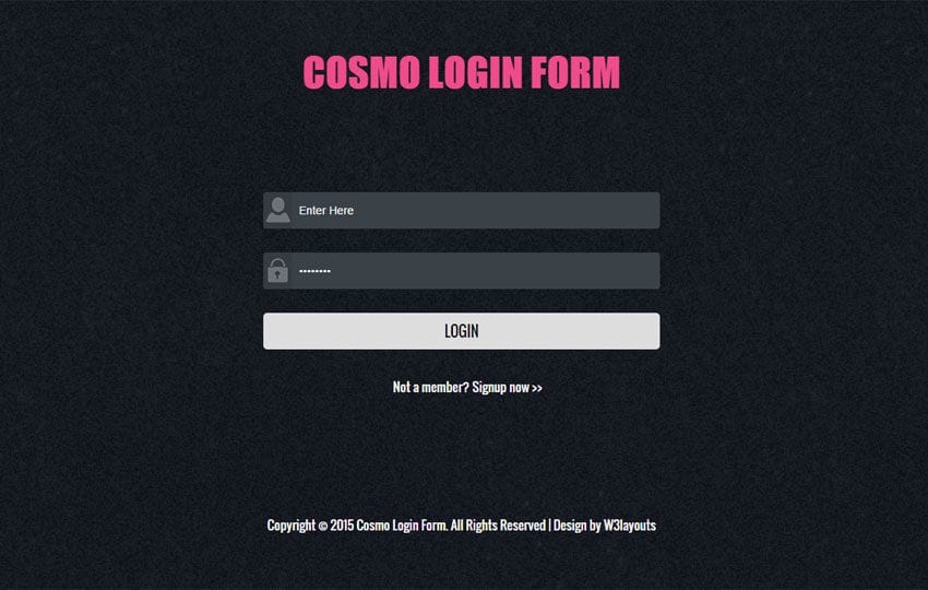 Cosmo Login Form Responsive Widget Template