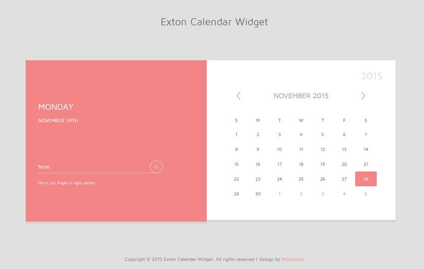 Exton Calendar Responsive Widget Template