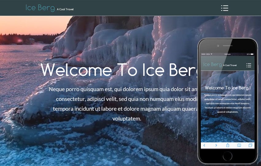 Template website với video nền Ice Berg mang đến cho người dùng một cái nhìn thật tuyệt vời đến từng chi tiết. Sự kết hợp hoàn hảo giữa màu sắc, hình ảnh và video sẽ làm cho trang web của bạn sinh động và cuốn hút.