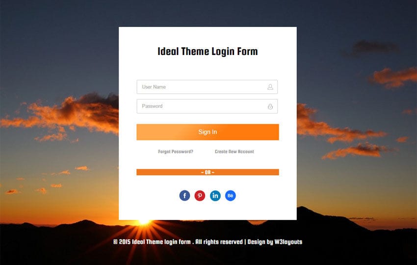 Ideal Theme Login Form Responsive Widget Template