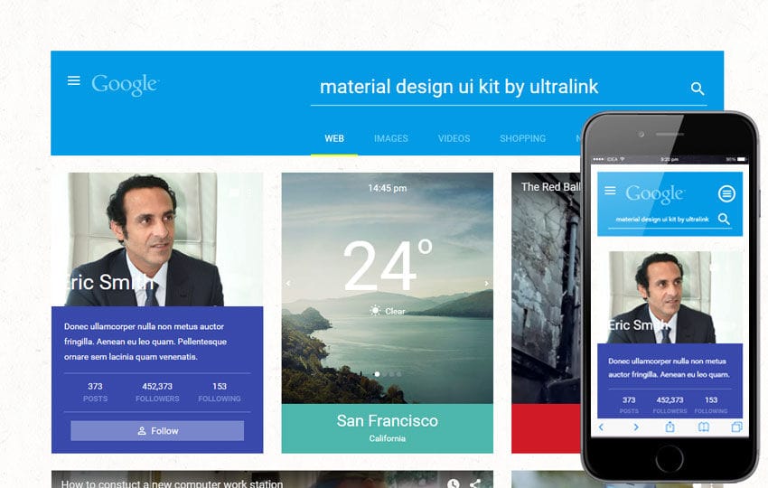 Material UI Kit a Flat Bootstrap Responsive Web Template