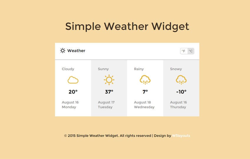 Simple Weather Widget Responsive Template