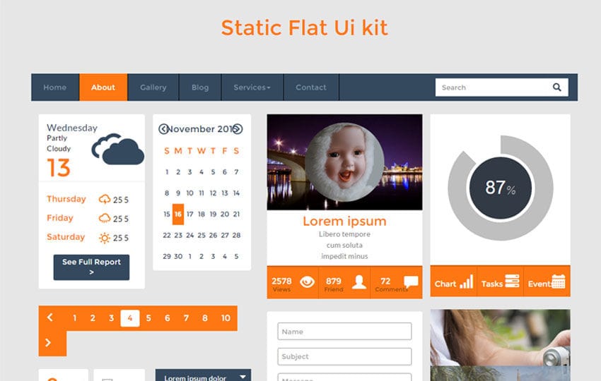Static UI Kit a Flat Bootstrap Responsive Web Template