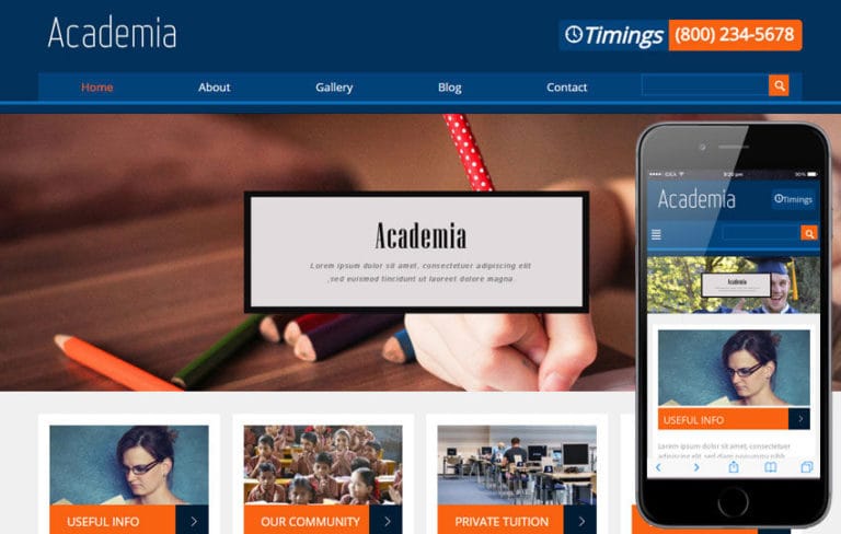 Academia Education Mobile Website Template by w3layouts