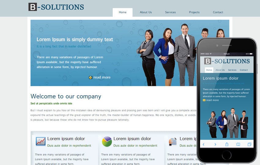 Free B-Solutions web Template for corporate business sites