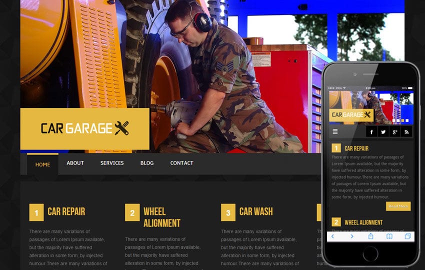 Car Garage automobile Mobile Website Template