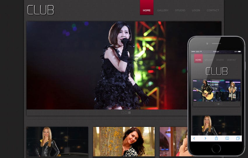 New Club gallery web template for photographers and professionals