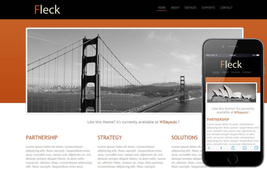Fleck website template and Mobile Template for Free
