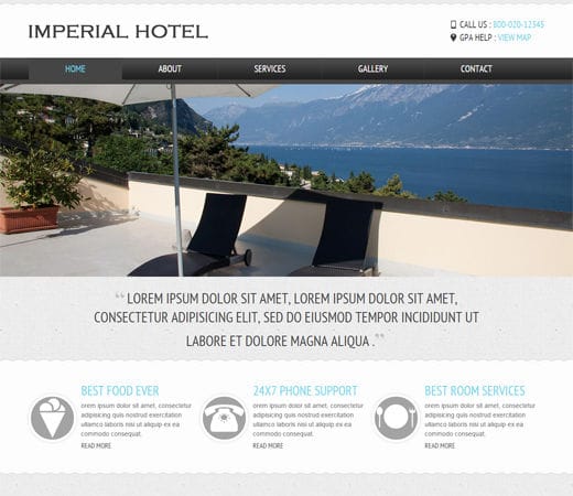 Free website template CSS HTML5 Imperial a Hotel Mobile Website Template