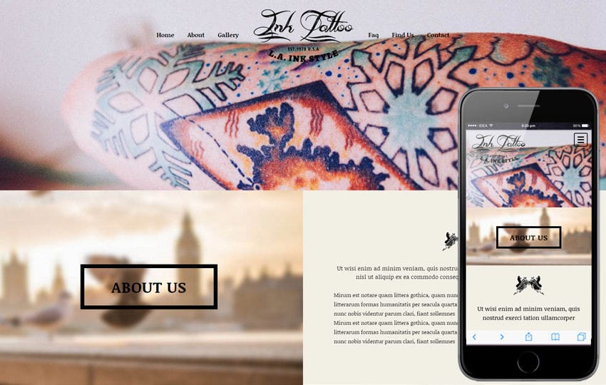Ink Tattoo a Fashion Category Flat Bootstrap Responsive web template