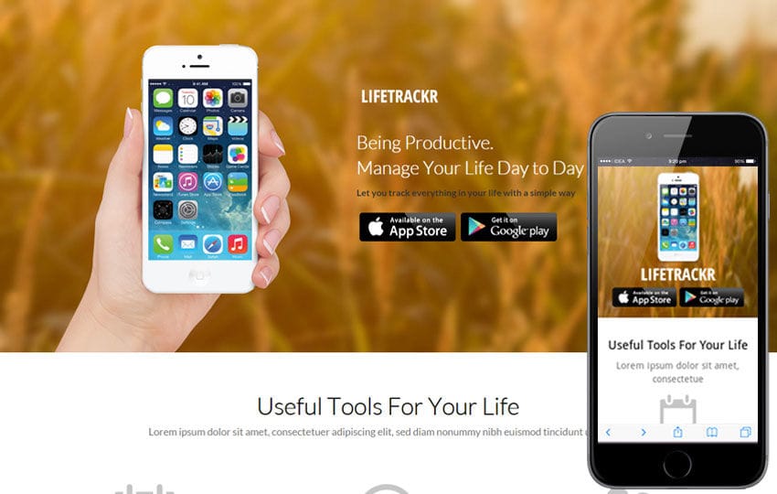 LifeTrackr a Landing page Flat Responsive web template