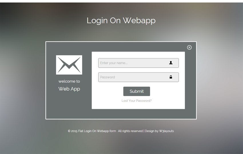Login On Webapp Form Responsive Widget Template