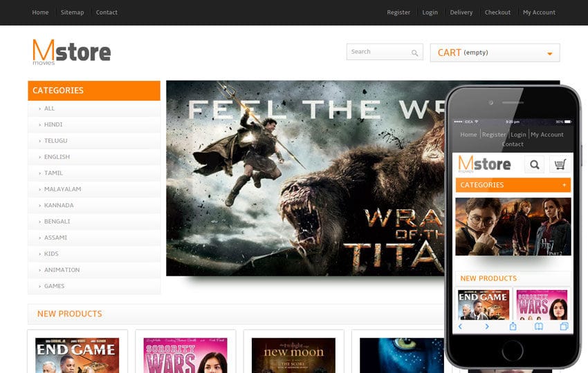 Movies Store online shopping Entertainment Mobile Website Template