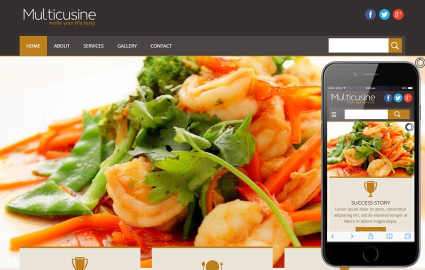 Multicuisine a Restaurant Mobile Website Template