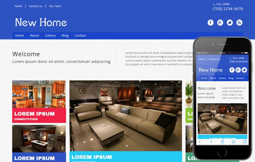 New Home a interior architects Mobile Website Template