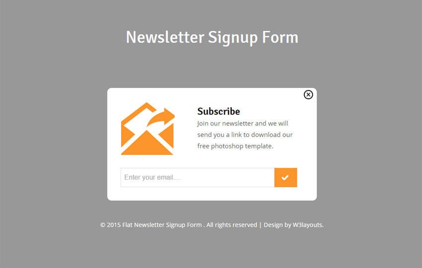 Newsletter Sign Up Template from w3layouts.com