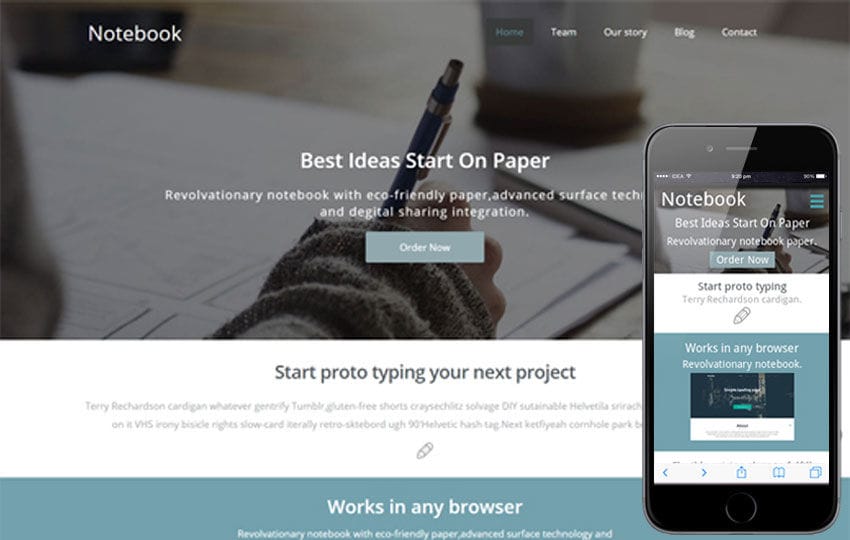 Notebook Landing Page Flat Responsive web template