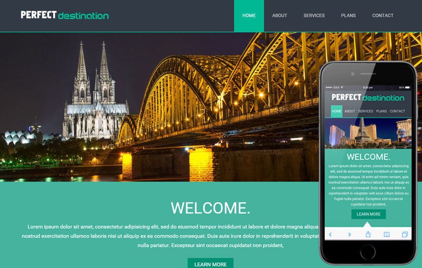 Perfect Destination a travel guide Mobile Website Template