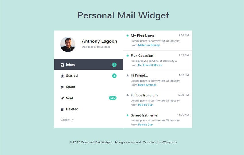 Personal Mail Widget Responsive Widget Template