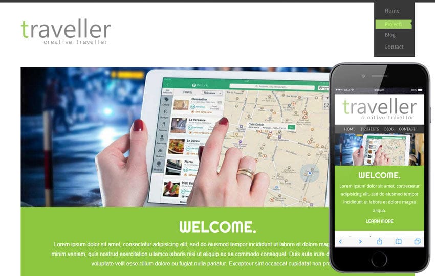 Traveller a travel guide Mobile Website Template