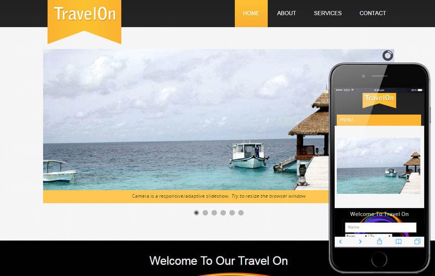 Travel On a travel guide Mobile Website Template