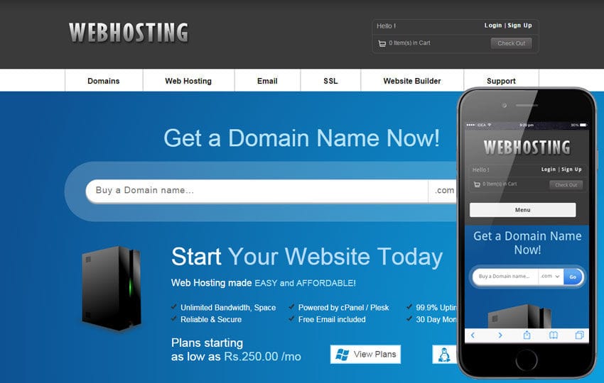 Web Hosting Domain sales Mobile Web Template
