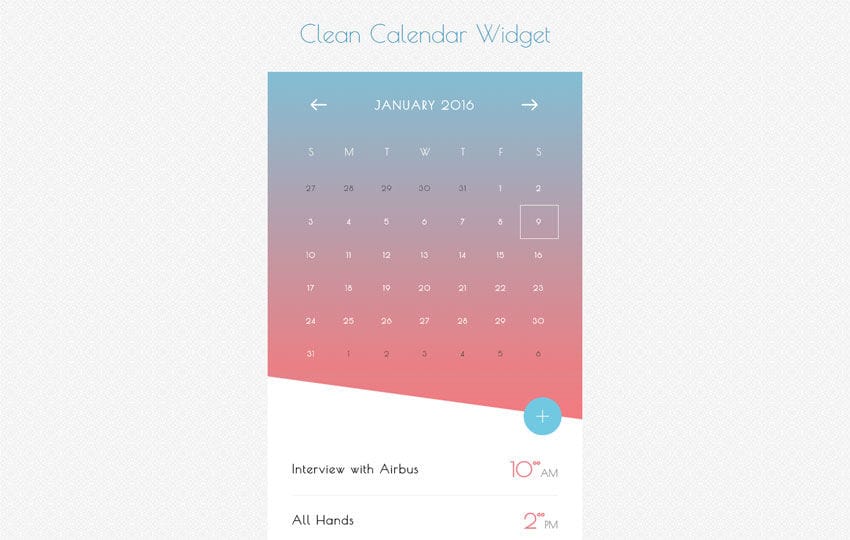 Clean Calendar Responsive Widget Template