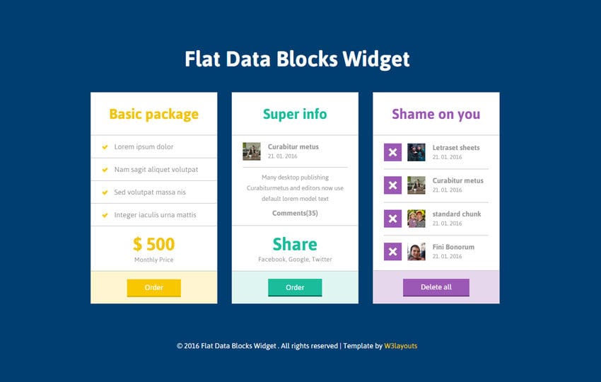 Flat Data Blocks Responsive Widget Template