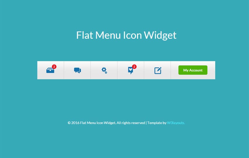 Flat Menu Icon Responsive Widget Template