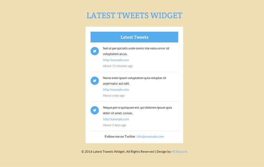 Latest Tweets Widget Responsive Template
