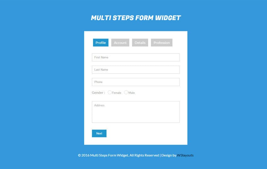 Multi Steps Form Responsive Widget Template