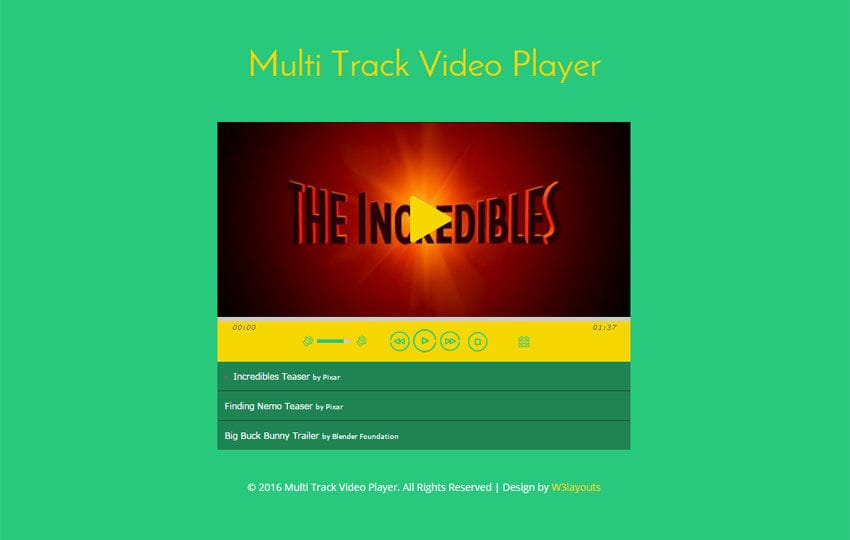 Multi Track Video Player Responsive Widget Template