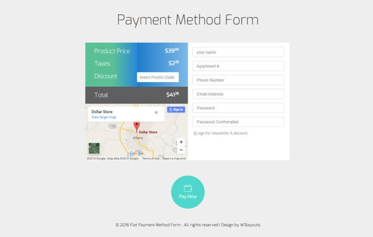 Payment Method Form Responsive Widget Template » W3Layouts
