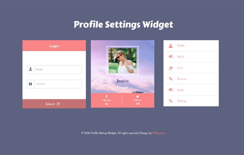 Profile Settings Responsive Widget Template