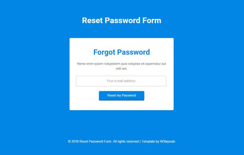 Reset Password Form Responsive Widget Template