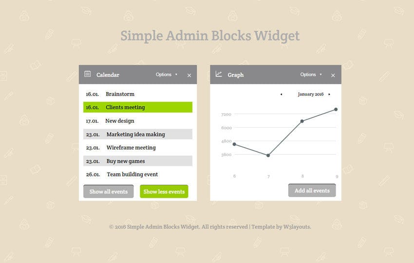 Simple Admin Blocks Responsive Widget Template