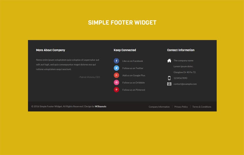 Simple Footer Template Html Footer Template W3layouts