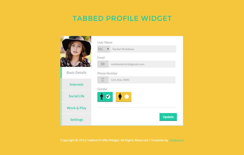 Tabbed Profile Widget Responsive Template