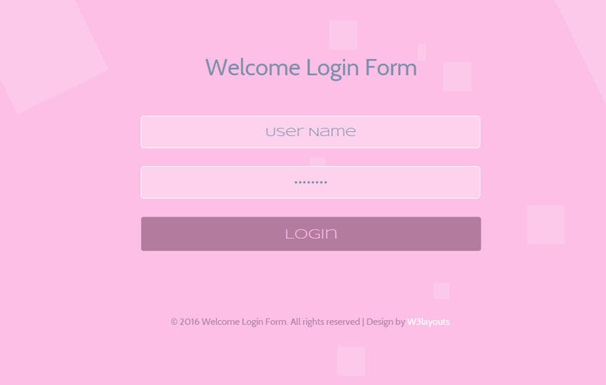 Welcome Login Form Responsive Widget Template