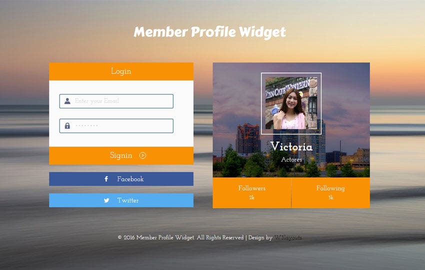 Member Profile Responsive Widget Template