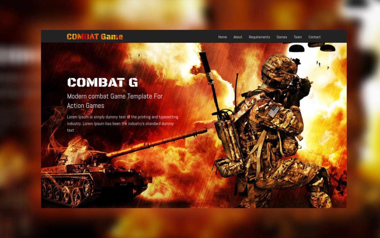 Combat Game a Games Category Responsive Web Template