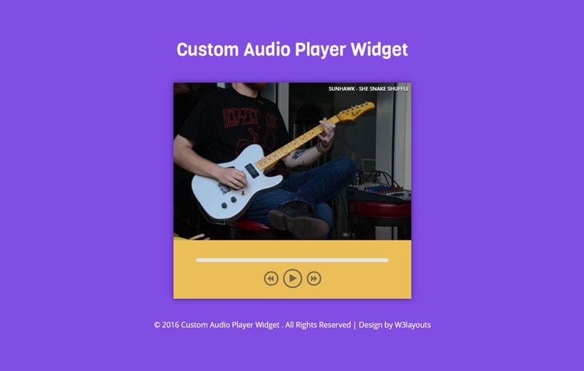 Custom Audio Player Widget Flat Responsive Widget Template