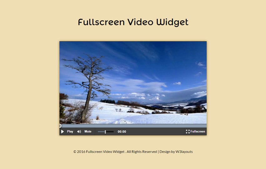 Fullscreen Video Widget Flat Responsive Widget Template